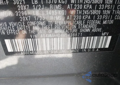 2021 Subaru Ascent Touring from USA, damaged, VIN 4S4WMARD4M3438871